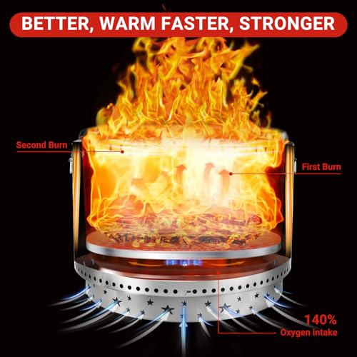 Garvee 27 Inch Stainless Steel Smokeless Fire Pit, Outdoor Portable Smokeless Firepit, Low Smoke Firepit for Backyard Patio Garden Picnic Camping Bonfire