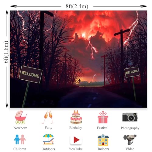 Fondo fotográfico 8x6 ft con diseño Halloween rojo miniatura 2