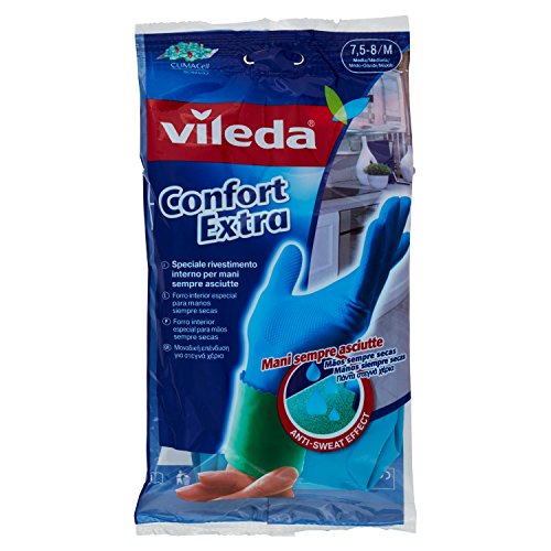 Vileda Comfort and Care - Guantes de goma con loción de manzanilla (talla M, 1 par)