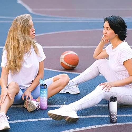 Lychico Sports Water Bottle 1L with Straw, BPA Free Tritan Non-Toxic Plastic, Leakproof & Flip Lid Ideal for Sports, Gym, Fitness, Outdoor, Cycling, School & Office, Blue/Purple Gradient (ydsp)