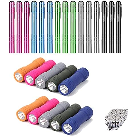 SEAMAGIC 15-Pack Pocket LED Penlight Set and 10-Pack Outdoor Mini Flashlight Set, 60 pcs AAA Batteries Included Cover