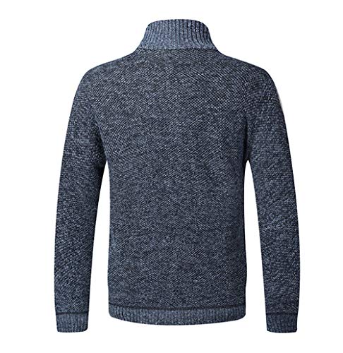 Mens Knitted Cardigan Thick Sweater Full Zip Stand...