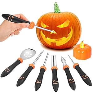 Halloween pompoensnijset, 6 stuks pompoen snijset, roestvrij staal, snijgereedschap pompoen voor kinderen, Halloween…