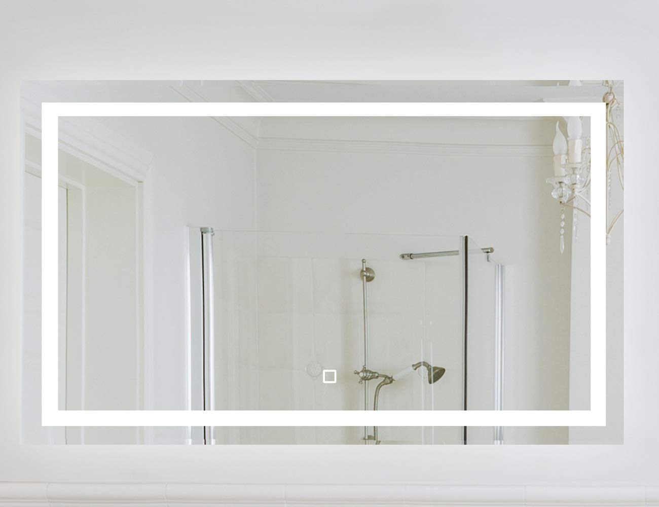 LECHSTIL 40x24 inch LED Lighted Bathroom Wall Mounted Mirror 6500K High Lumen Dimmable Memory Touch Button White Cold Lights + True Color CRI>90 + IP44 Waterproof + Vertical & Horizontal Installation