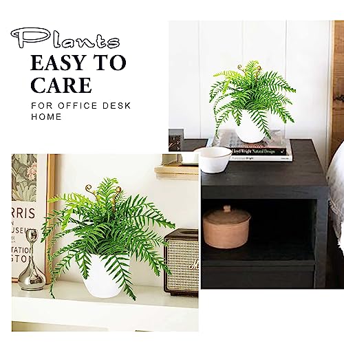 Noukow 14" Small Fake Boston Ferns Artificial Plants For Home Decor Intdoor Fake Potted Plants For Office Desk Farmhouse Room Decor #TOP2