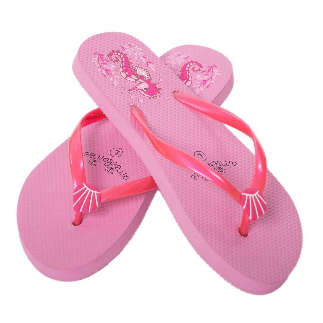 AIREE FAIREE Chanclas Mujer - Patrón de palmera y caballito de mar, Separador de dedos suave y elegante para mayor comodidad y durabilidad antideslizante.