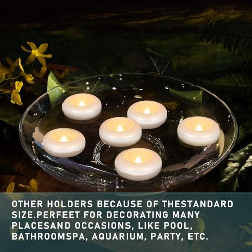 Image of 24-Pack 3 inch Water-Activated Floating Candles, Flameless LED Tea Lights with 120-Hour Battery Life, Waterproof & Unsinkable - Warm White Pool Decor for Wedding, Spa, Party