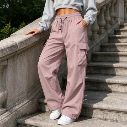 Womens Cargo hiking pants Y2K Baggy Stretchy High Waisted Jogger Trousers - image 7