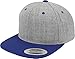 Yupoong Flexfit Unisex Kappe Classic Snapback 2-Tone, zweifarbige blanko Cap mit geradem Schirm, One Size Einheitsgröße für Männer und Frauen, Farbe heather/royal
