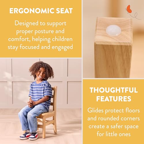 Image of Back2School Express Wooden Activity Table and 2 Chairs Set for Kids, Natural Wood Furniture, 24x36 Inch Rectangular Table with 12 Inch Chairs