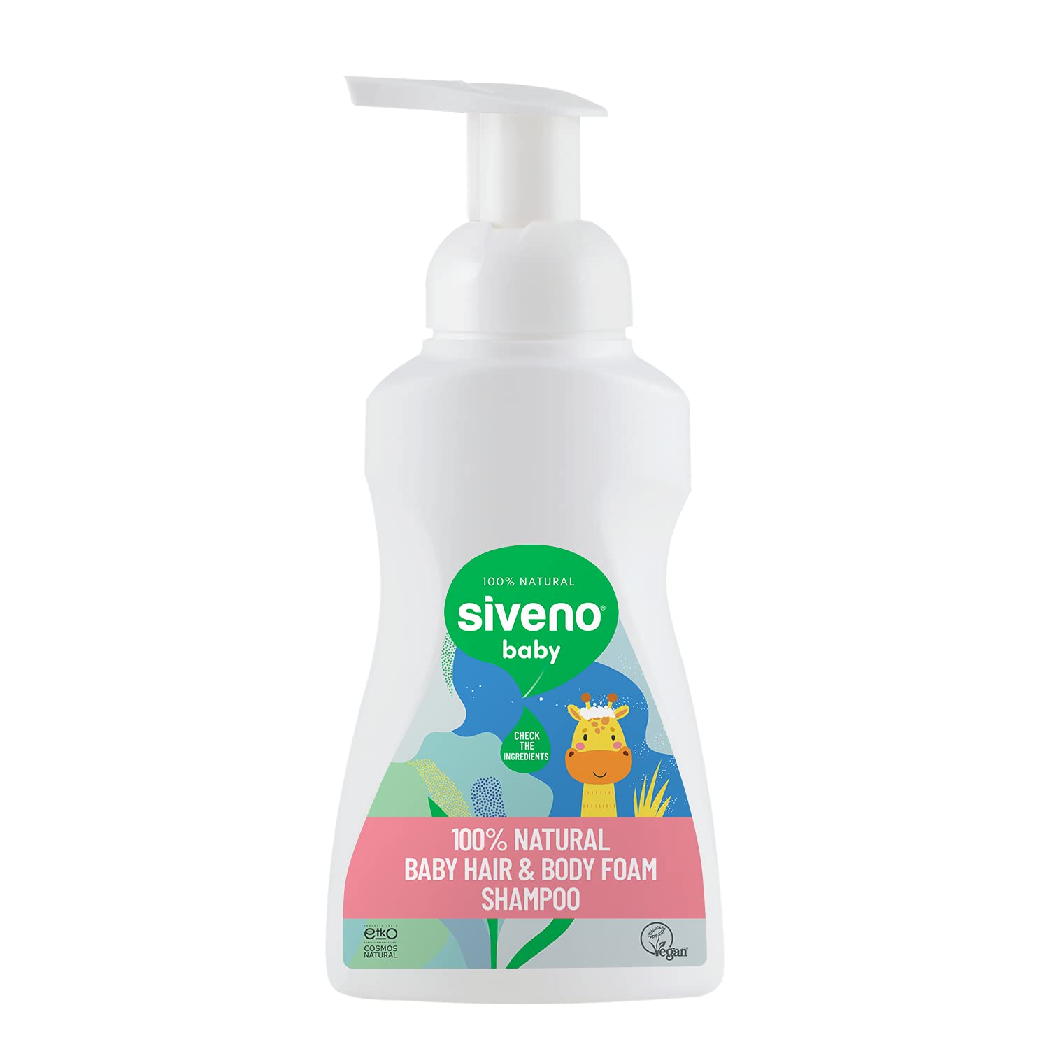 Siveno Baby 100% Natural Hair & Body Foam Shampoo with Chamomile, Calendula, Green Tea and Partridgeberry Extracts, Hypoallergenic, 250ml
