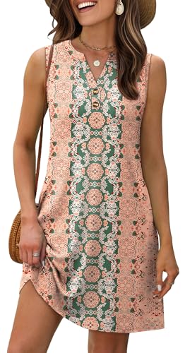 Image of XIEERDUO Summer Dresses for Women 2026 Beach Vacation Clothes V Neck Button Sundresses with Pockets