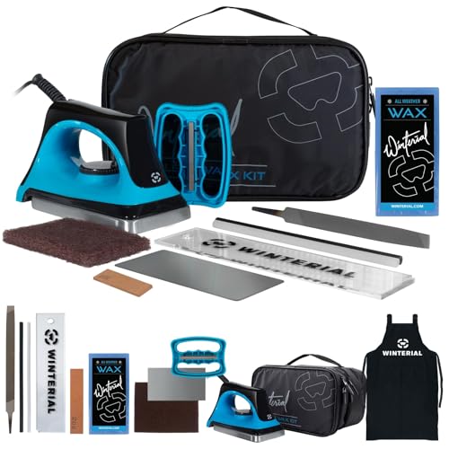Winterial Snowboard and Ski Tuning Kit, with Iron, All-Temp Snowboard Wax, Angled Edge Tuner File, PTEX Rods and Wax Apron