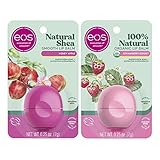 eos 100% Natural & Organic Lip Balm Strawberry Sorbet and Honey Apple, Dermatologist Recommended, All-Day Moisture, Made for Sensitive Skin, 0.25 oz, 2-Pack