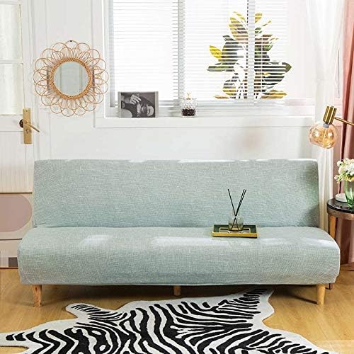 TOPCHANCES Armless Futon Sofa Cover,Stretch Folding Sofa Bed Cover Without Armrests,Removable Machine Washable 3 Seater Armless Sofa Covers 82" X 50" (Grey Linen)