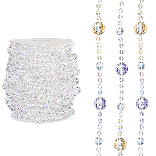 CattleyaHQ Cuerda de cuentas de luz de arco iris, 20 m/rollo de tamaño mezclado bolas de cristal, decoración para el hogar, hotel, boda, fiesta, puerta, ventana Cover