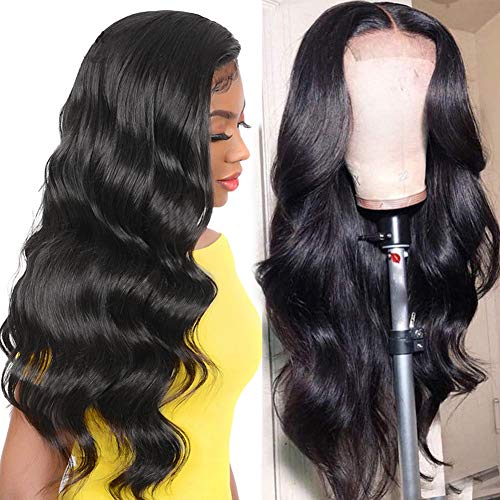 Miss Flower Lace Front Wigs Human Hair 4x4 Lace Closure Wig Brazilian Body Wave Wig for Women Glueless Pre Plucked Lace Closure Wig 150% Density