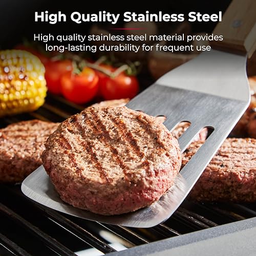 Tower T932005 BBQ 4 Piece Tool Set with Wooden Handles and Carry Case, Stainless Steel - Image 3