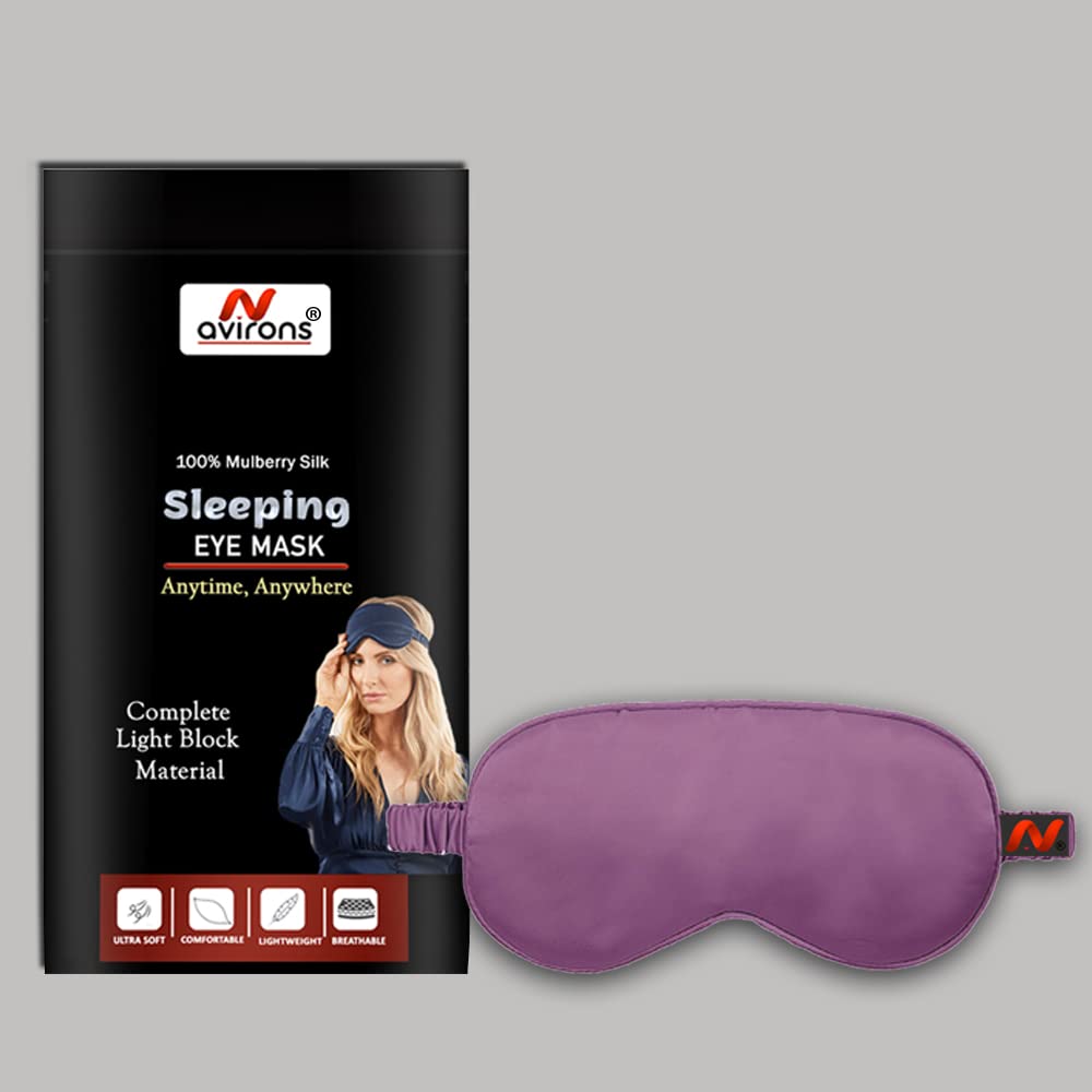 Avirons Sleeping Eye Mask | 100% Mulberry Silk Eye Mask | Eye Mask Super Smooth And Fully Adjustable To All Size Heads| Suitable for All Family Members| Comfortable Blindfold (Size 7.5 * 4 Inch)