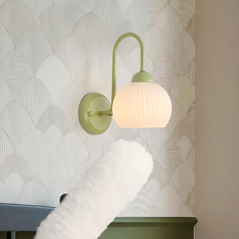 Aplique de pared de cristal de estilo nórdico, pantalla de lámpara de pared personalizada de una sola cabeza, lámpara de pared de techo con base E27, accesorios de iluminación de decoración