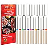 12 PCS Marshmallow Roasting Sticks, Telescoping Smores Sticks for Open Fire Pit, 32 Inch Long Marshmallow Toasting Barbecue Forks S'mores Skewers for Campfire Camping Hotdog Hot Dog Bonfire Grill