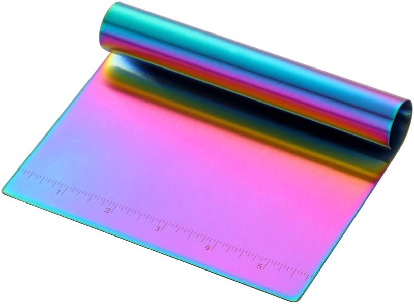 Dough Pastry Cutter Bench Scraper & Chopper Stainless Steel Mirror Polished with Measuring Scale Multipurpose Cake Pizza Cutter Pastry Bread Separator Scale Knife Rainbow Dough Pastry Cutter Bench Scraper & Chopper Stainless Steel Mirror Polished with Measuring Scale Multipurpose Cake Pizza Cutter Pastry Bread Separator Scale Knife Rainbow