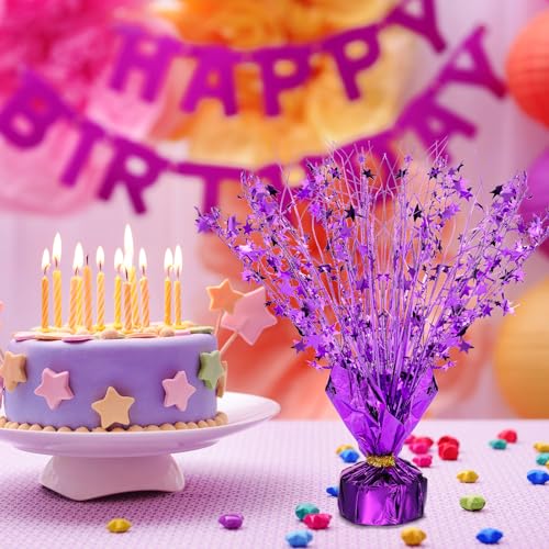 Image of Crowye 3 Pieces Metallic Foil Spray Centerpiece Birthday Table Decoration Star Burst Centerpieces Graduation Table Decor for Birthday 2026 Party Holiday(Purple)