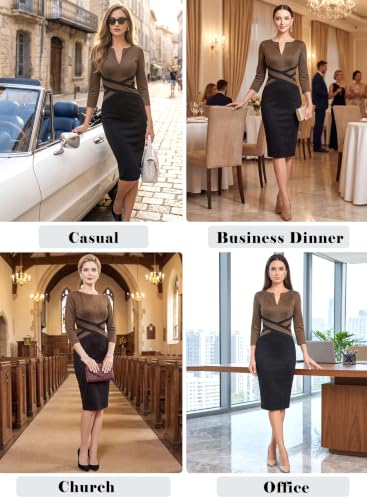 Image of VFSHOW Womens Front Zipper Work Office Business Casual Church Sheath Dress