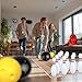 PPXMEEUDC Mini Bowling Set Indoor Outdoor Indoor Bowling Set with Guide Arrow Mat Gold and Silver Medal Backpack Dispensing Suitable for Family Friends Family Party Entertainment