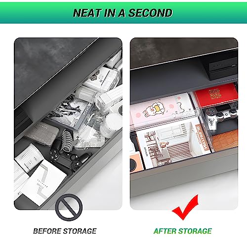 wiksite 6 Set Schubladentrenner - Verstellbar Kunststoff Schubladentrenner 27.6-52cm Transparente Schubladenteiler Drawer Divider für Schubladen Organizer, Schminktisch, Badezimmer, Kommode, Küche