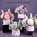 Artificial Potted Flowers Pink, Small Ceramic Vase Fake Flower Plants Desktop Decoration Indoor for Home and Office, Faux Flowers Hydrangea Decora for Table,Bookshelf,Bedroom,Living Room,Party.(Pink)