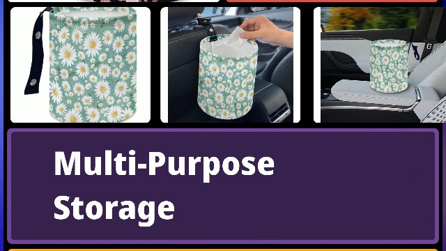 Image of Horse Race Floral Car Garbage Bin Car Trash Bin Car Trash Can Bags Collapsible Accessories Trash Can Rubbish Bin Garbage Bin Decoration Car Interior Universal