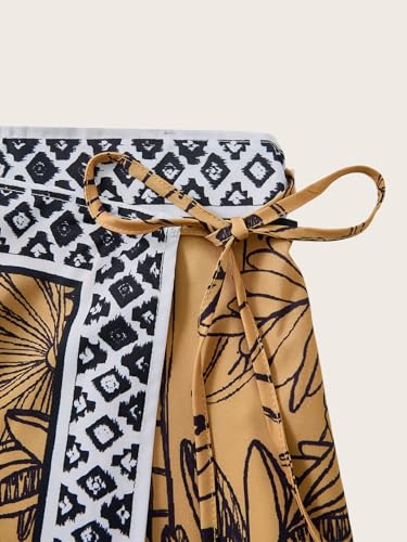 Women's Tropical Print Wrap Maxi Skirt Tie Side High Waisted Boho Vacation Skirts3