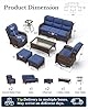 HILLGA Luxury Patio Furniture Set with 6-inch Thick Cushion, Outdoor Couch and High Back Swivel Rocker Patio Chairs, 7PCS Wicker Conversation Set for Deck Yard and Poolside, Blue (V2)