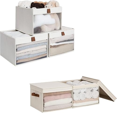 StorageWorks Contenedores de almacenamiento para armario con ventana transparente y 2 asas