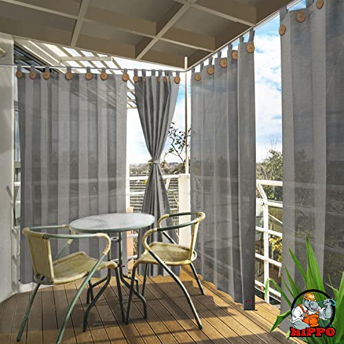 Image of HIPPO 180 GSM HDPE Outdoor Loop Curtain for Balcony & Patio Sun Blocking, UV Protection & Light-Filtering Curtains(Pebble-Grey- 3FTX9FT) Pack of 2