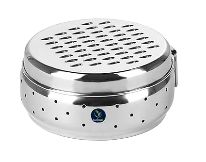 WIAA Stainless Steel Grater with Storage Container for Vegetable & Cheese (Big (14 cm Diameter))