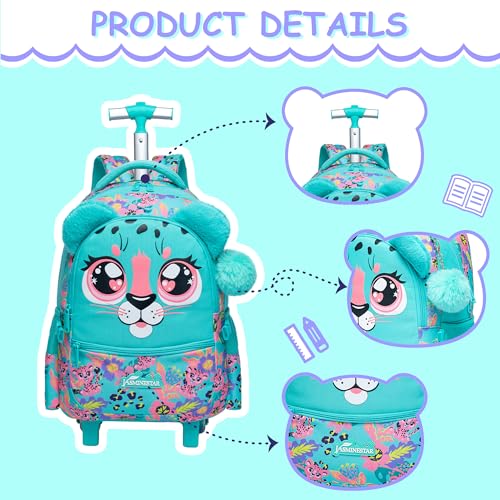 meetbelify rolling backpack for girls with wheels - cute carry on for ...