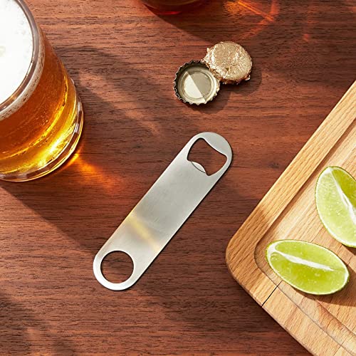 Stainless Steel Flat Bottle Openers Bulk Set For Bartender, Bar Supplies, Restaurant (4.8 X 1.2 Inches, 12 Pack) #TOP1