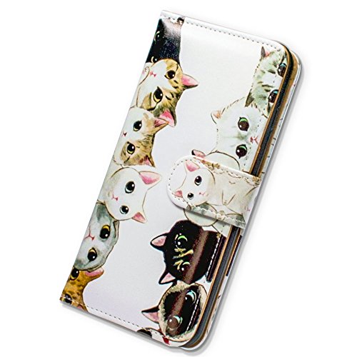 Iphone 6 Plus Case,6S Plus Case, Bcov White Black Cute Cats Leather Flip Wallet Case Cover With Card Slot Holder Kickstand For Iphone 6 Plus/Iphone 6S Plus #TOP4