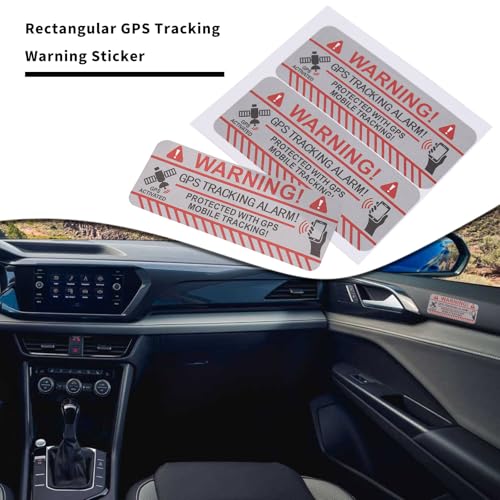 Image of ECSiNG 20pcs GPS Tracking Alarm Sticker 7.5 x 3 cm Self-Adhesive Vinyl Warning Sticker Indoor and Outdoor Use Theft Protection Adhesive Sticker (Rectangle)