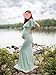 Glampunch Womens Off Shoulder Maternity Dress Ruffles Elegant Slim Gowns Fit Maxi Photography Dress Light Blue