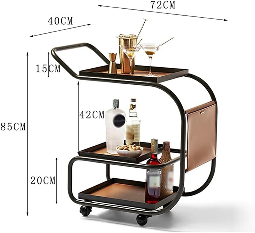 Restaurant Bar Carts, Wrought Iron Storage Carts, Beverage, Tea Coffee Storage Racks, Suitable for High-End Places, Bars,Gold