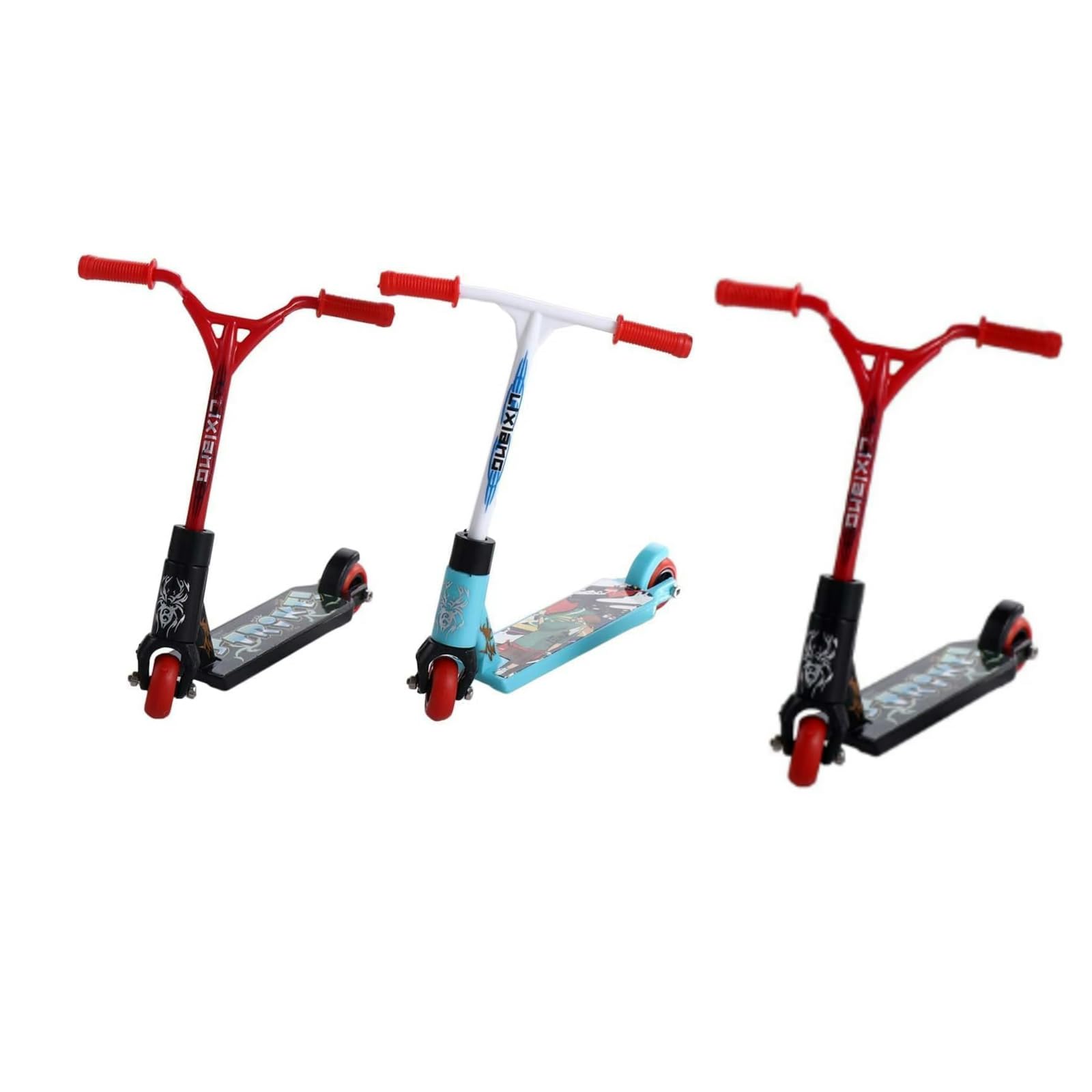 3Pcs (2 Black and 1 Blue) Finger Scooter Mini Two Wheel, Mini Scooters Finger Board Accessories, Tiny Trick Scooter for Party Favors, Finger Training, Birthday Gifts, Magic Kits and Accessories