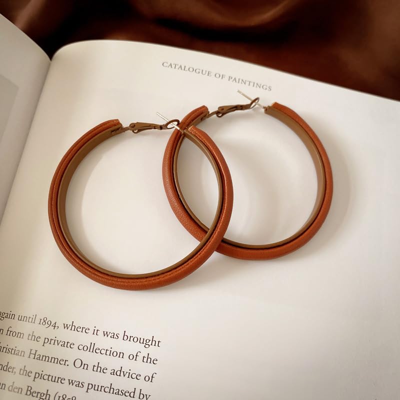Hoop Earrings for Women Leather Hoop Earrings-Medium/Large Hoops-Lightweight hoop4