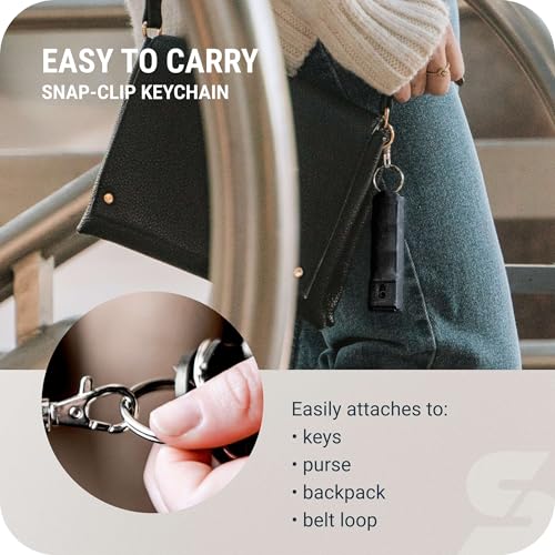 Image of SABRE Pepper Spray with Fast Flip Top Safety & Snap‑Clip Keychain for Self Defense - Maximum Police Strength OC with UV Marking Dye, Finger Grip, 10‑Sec. Spray, 14-ft Range, Made in USA, 0.54 fl oz