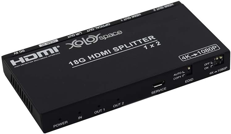 66121 1x2 HDMI 2.0 Splitter 4K 60HZ HDR with 4K to 1080p downscaler and Audio Extractor Optical Audio Out