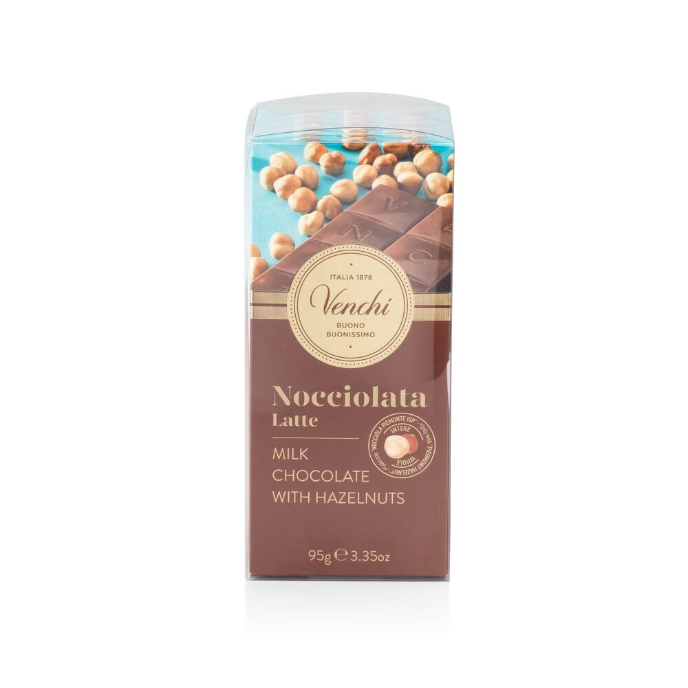 Venchi - Kit de 6 Tabletas Nocciolata con Leche, 570 g, con "Avellana Piamonte" Enteras, Sin Gluten, Sin Colorantes y Sin Conservantes