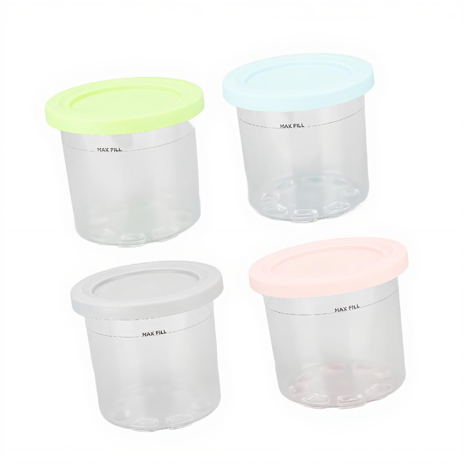 Ice Cream Pint Container Replacement for Pints and Lids, 4 Pack, 20oz Cups Compatible with NC299AMZ & NC300s Series Ice Cream Maker, BPA, Dishwasher