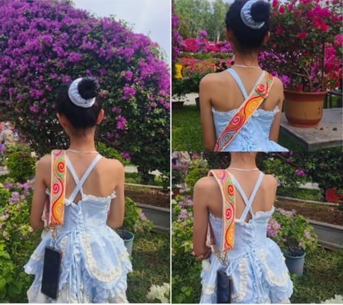 Image of Crochet Flower Purse Strap,Knit Wide Replacement Crossbody for Shoulder Strap Bag Adjustable 2inch Guitar Strap